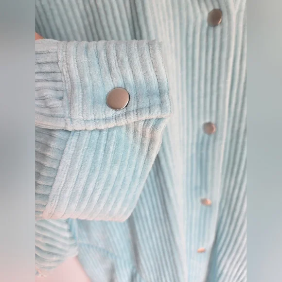 New OLSEN Light Aqua/ Mint Green Corduroy Jacket - Picture 4 of 9